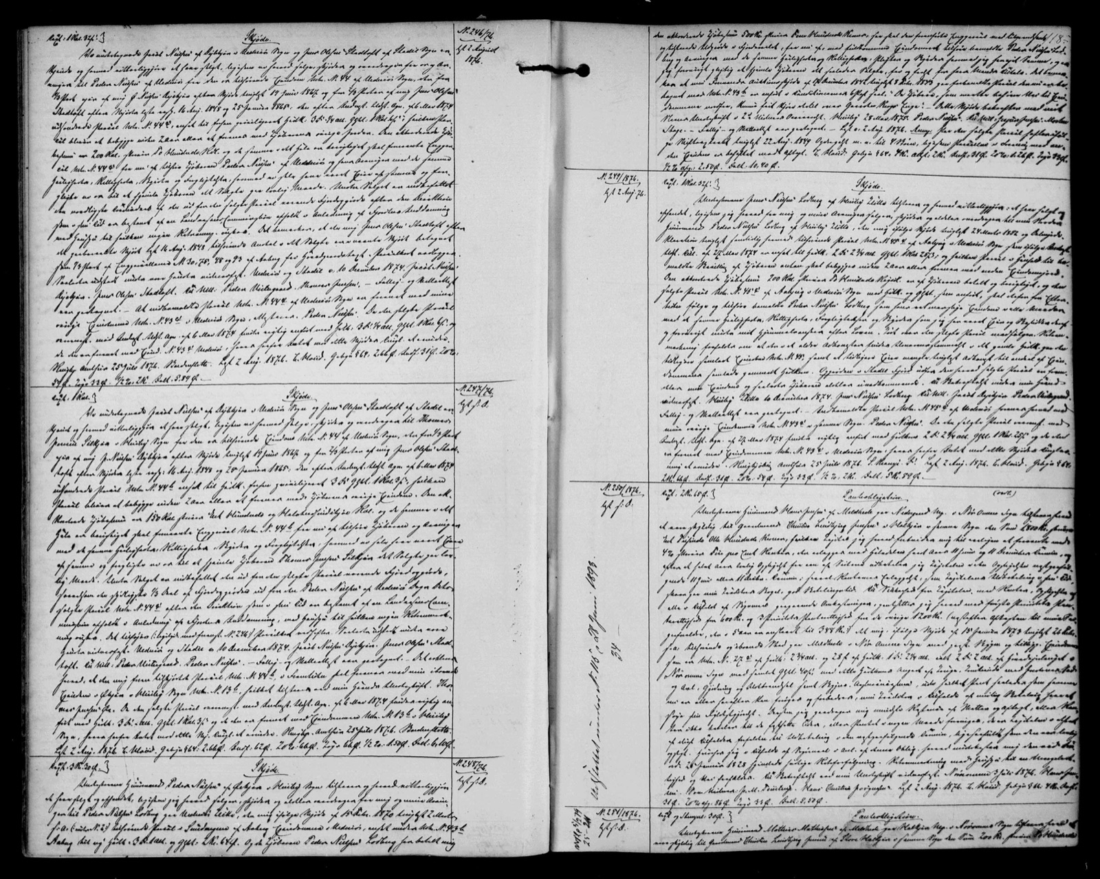 Opslag i skøde- og panteprotokollen 1876 med dokument nr. 247, tinglyst 2. august 1876, skødet på matr. 44b i Vedersø